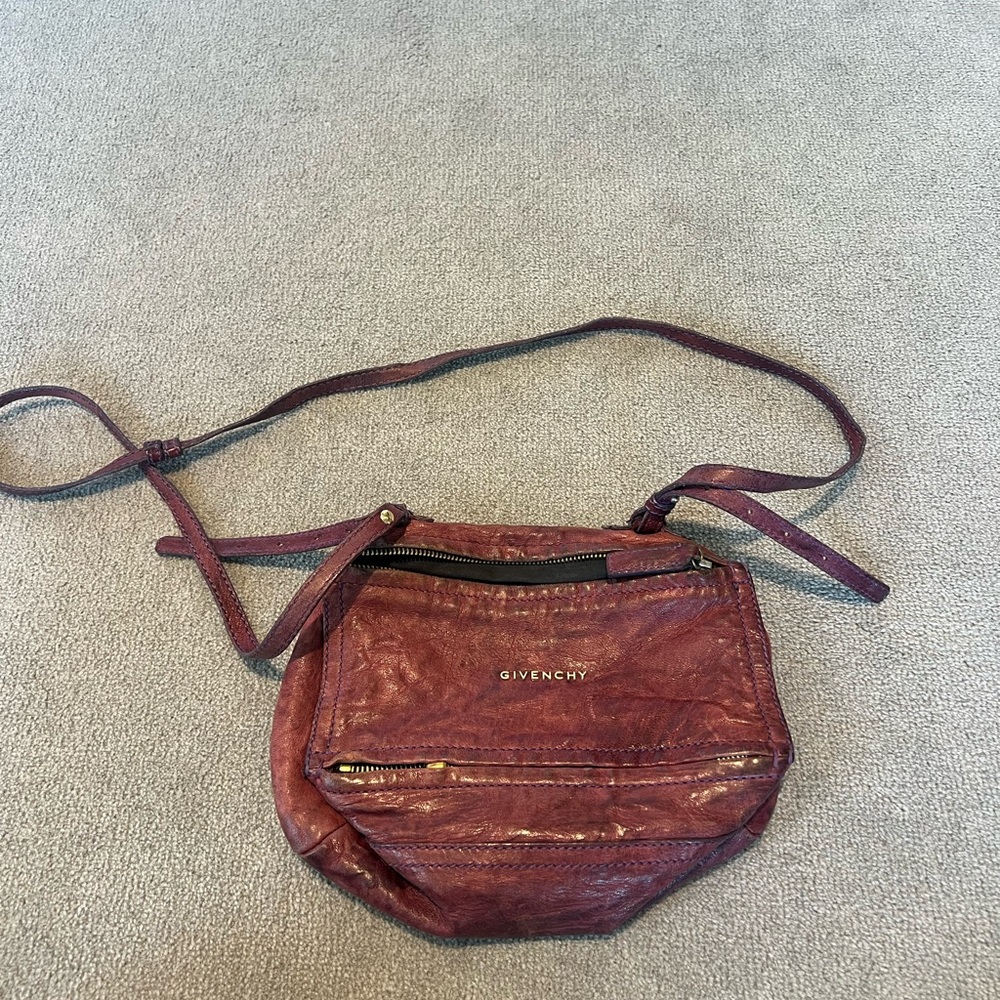 Givenchy Small Pandora Purple Leather Crossbody Bag